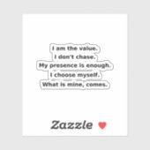 Sticker Je ne poursuis pas. Je commande. | Affirmation d'a (Feuille)
