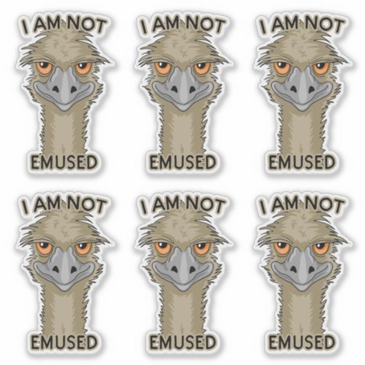 Sticker Je Ne Suis Pas Emusé Drôle Emu Set Contour Cut (Devant)