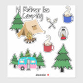 Sticker Je préfère être en camping (Feuille)