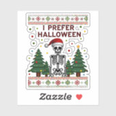 Sticker Je préfère Halloween squelette Noël sale crâne S (Feuille)