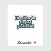 Sticker Je préfère jouer au pickleball Blue Retro Text (Feuille)