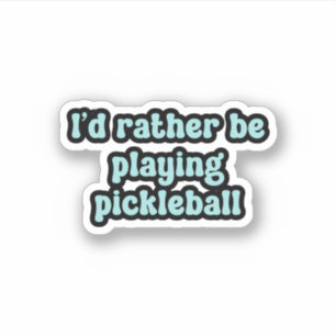 Sticker Je préfère jouer au pickleball Blue Retro Text