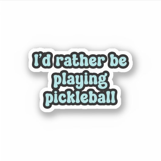Sticker Je préfère jouer au pickleball Blue Retro Text (Devant)