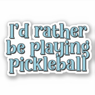 Sticker Je préfère jouer au pickleball Blue Retro Text