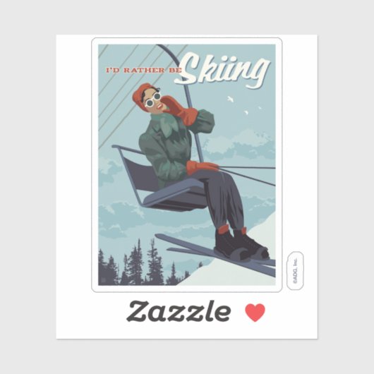 Sticker Je préfère skier Imprimer (Feuille)