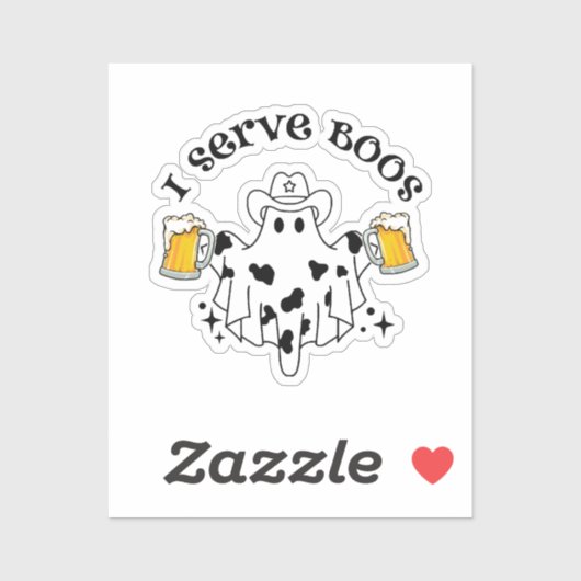 Sticker Je sers des Boos ! Barman effrayant (Feuille)