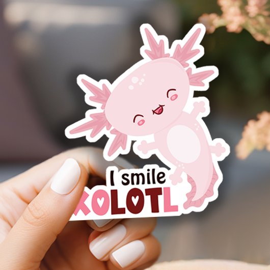 Sticker Je Sourit Beaucoup Kawaii Axolotl