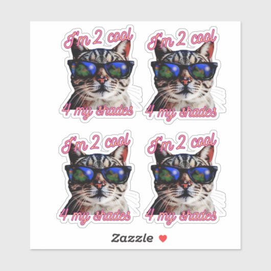 Sticker Je suis 2 chat cool ! (Feuille)