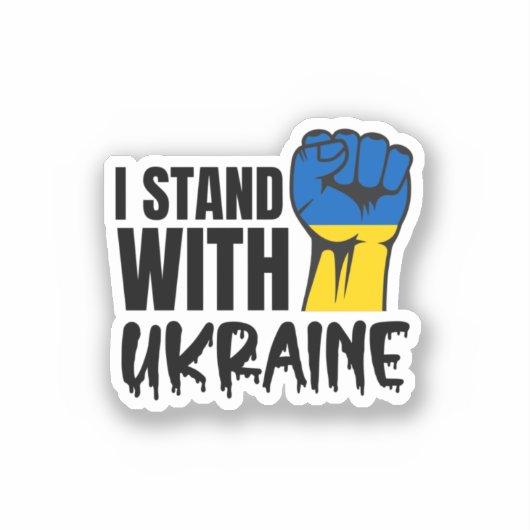 Sticker Je Suis Avec L'Ukraine | Solidarité | Pavillon Ukr (Recto)