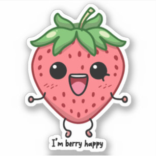 Sticker Je suis Berry Happy mignon saut de fraise kawaii