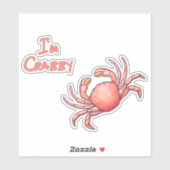 Sticker Je suis Crabby Crustacean Cutout (Feuille)