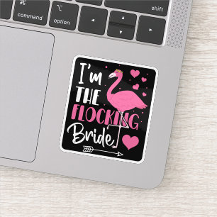 Sticker Je suis la mariée en troupeau de flamants roses po