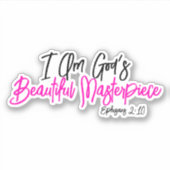 Sticker Je suis le magnifique chef-d'oeuvre rose chrétien (Devant)