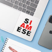 STICKER JE SUIS SIAMESE (Ordinateur portable avec iPhone)