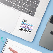 Sticker Je suis trans accepte-le (Ordinateur portable avec iPhone)