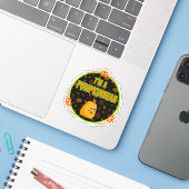 Sticker Je suis un cercle à tête de pompe avec design fant (Ordinateur portable avec iPhone)