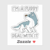 Sticker Je suis un furry, fais avec, c'est mignon fandom f (Feuille)