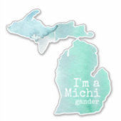 Sticker Je suis un Michigander aquarelle Silhouette State (Devant)