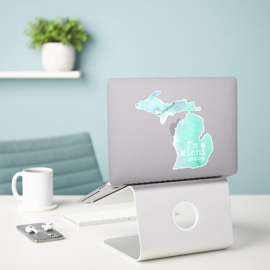 Sticker Je suis un Michigander aquarelle Silhouette State (Ordinateur portable sur le bureau)