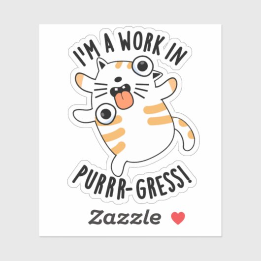 Sticker Je suis un travail dans le jeu de chats amusant de (Feuille)
