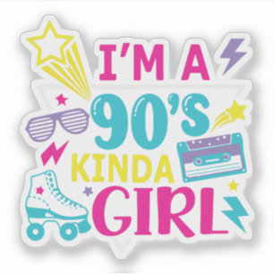Sticker Je suis une fille des années 90 rétro