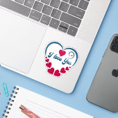 Sticker Je T'Aime (Ordinateur portable avec iPhone)