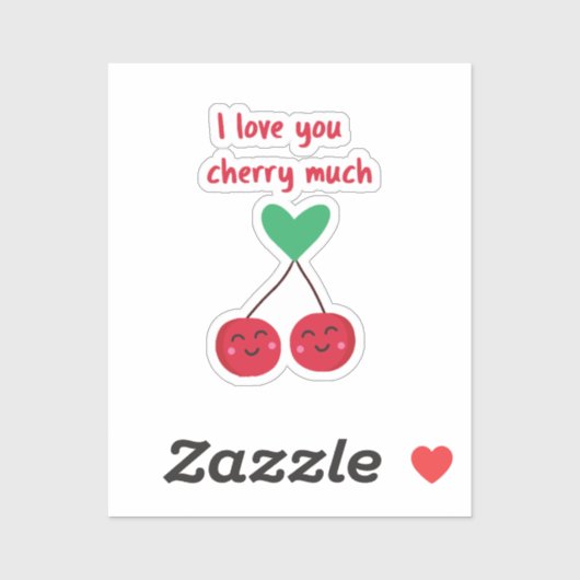 Sticker Je t'aime Cherry Beaucoup Valentine (Feuille)