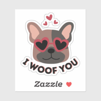 Sticker Je t'aime, chien en jeu, je t'aime, amoureux des c