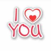 Sticker Je t'aime coeur rouge (Devant)