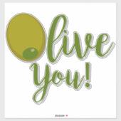 Sticker Je T'Aime Drôle Pun De Nourriture Texte Citation (Feuille)