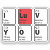 Sticker Je T'Aime Tableau Périodique (Recto)