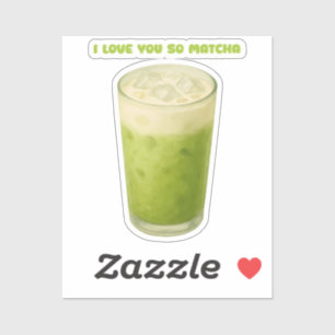 STICKER JE T'AIME TELLEMENT MATCHA, MATCHA VERT THÉ AMOUR