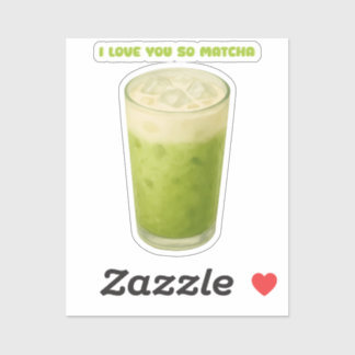 STICKER JE T'AIME TELLEMENT MATCHA, MATCHA VERT THÉ AMOUR