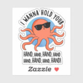 Sticker Je Veux Tenir La Main Drôle Pun Octopus (Feuille)