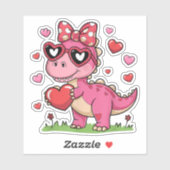 Sticker Je vole les coeurs Trex Dino Bow Saint-Valentin (Feuille)
