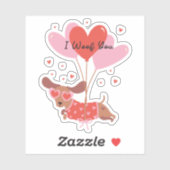 Sticker Je Vous Emmerde Mignonne Chien Dachshund Coeur Rou (Feuille)