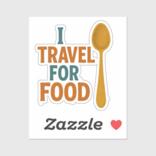Sticker Je Voyage Pour La Nourriture - Vintage Spoon Avent