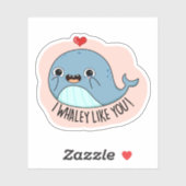 Sticker Je Whaley Vous Aime Drôle Baleine Pun (Feuille)
