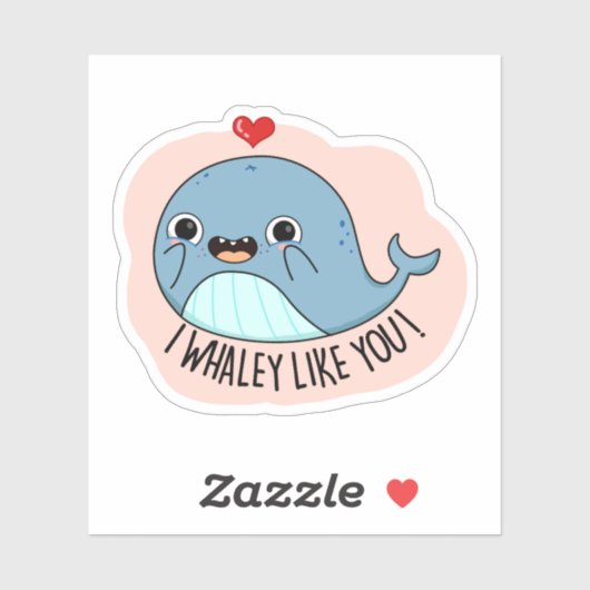 Sticker Je Whaley Vous Aime Drôle Baleine Pun (Feuille)