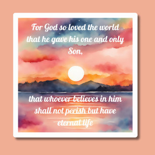 Sticker Jean 3:16 Bible Verse Coucher de soleil étanche