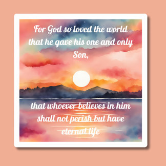 Sticker Jean 3:16 Bible Verse Coucher de soleil étanche