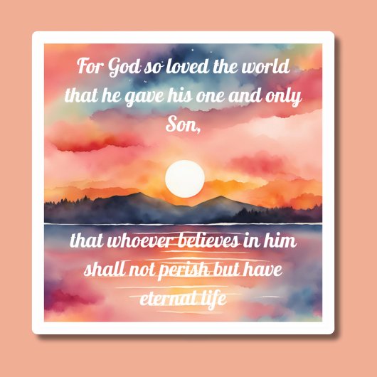 Sticker Jean 3:16 Bible Verse Coucher de soleil étanche