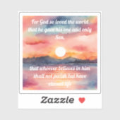 Sticker Jean 3:16 Bible Verse Coucher de soleil étanche (Feuille)