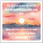 Sticker Jean 3:16 Bible Verse Coucher de soleil étanche (Devant)
