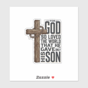 Sticker Jean 3_16 Croix Gravure Vintage Design Chrétien