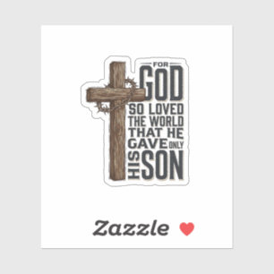 Sticker Jean 3_16 Croix Gravure Vintage Design Chrétien