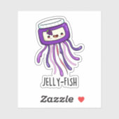 Sticker Jelly-fish Drôle Jelly Jar Pun (Feuille)