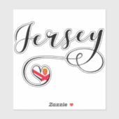 Sticker Jersey Flag Heart, Îles Anglo-Normandes (Feuille)