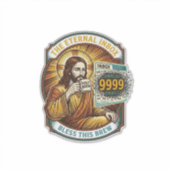 Sticker Jésus 9999 Emails Non Lus Boîte de Réception Zéro  (Devant)