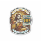 Sticker Jésus 9999 Emails Non Lus Boîte de Réception Zéro (Devant)